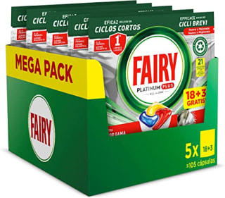 Fairy Platinum Plus Todo en Uno Pastillas Lavavajillas, 105 Capsulas por 26,59€