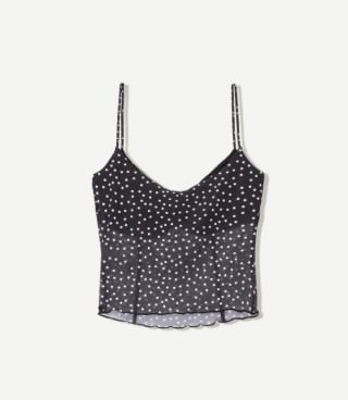 Top Bershka tirantes tul estampado Mujer por solo 7,99€