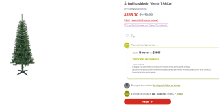 Árbol Navideño Verde 1.98cm por $336 en Soriana
