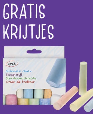 Gratis stoepkrijt af te halen bij de Wibra