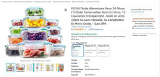 Boite Alimentaire Verre 24 Pièces Kichly - 12 Boite Conservation Verre En Verre, 12 Couvercles Transparents à 36,55€