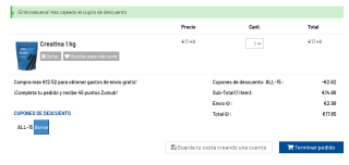 1Kg de Creatine Monohydrate Powder de Zumub por 12,28€