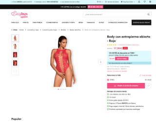 Body con entrepierna abierta Rojo por 17,59€