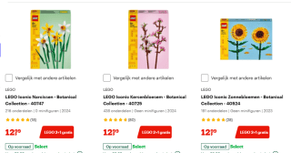 2+1 gratis op LEGO bloemen bij Bol