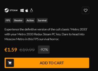 Metro 2033 Redux voor €1,59 via Fanatical