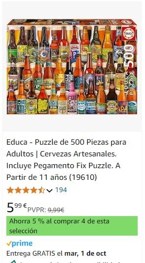 Recopilación puzzles de 500 piezas por 5,99€ y -5% dtoextra si compramos 4ud