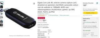 Elgato Cam Link voor €89,99 via Amazon Prime