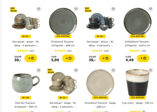 25% korting op alle servies bij de Xenos