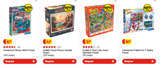 50% kassa korting op diverse Goliath & Clementoni puzzels bij Kruidvat