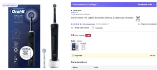 Oral-B Vitality Pro Cepillo de Dientes Eléctrico, 2 Cabezales incluidos por 24,91€