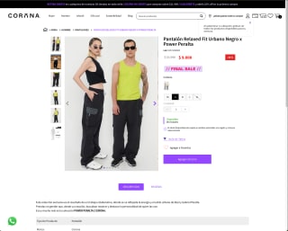 Pantalón Relaxed Fit Urbano Negro x Power Peralta por solo $9.000
