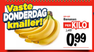 1 kg bananen voor €0,99 bij Vomar