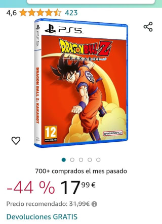 Dragon Ball Z: Kakarot PS5 por 17,99€.