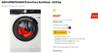 AEG LWR8716AD6 PowerCare AutoDose - 10/6 kg voor €843,19 bij Bol.com