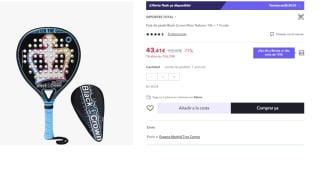 Pala de pádel Black Crown Piton Nakano 15k + 1 Funda por 43.41€ (Cuenta Nueva 31.41€)