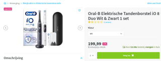 Oral-B iO 8 Wit en Zwart - Elektrische Tandenborstels - Duopack voor €199,99 bij Plein