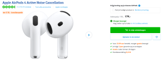Apple AirPods 4 - Active Noise Cancellation voor €179 bij Coolblue