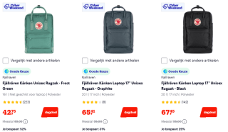 Tot 55% korting op Fjallraven rugzakken bij Bol