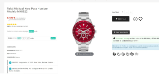 Reloj marca Michael Kors Para Hombre Modelo MK8822 por 67,99€