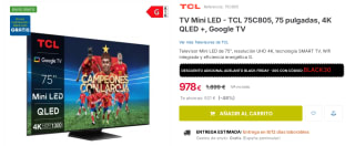 Televisor Mini LED - TCL 75C805, 75 pulgadas, 4K QLED +, Google TV por 948€