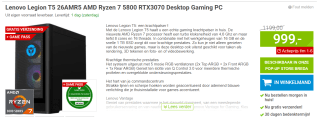 Lenovo Legion T5 26AMR5 90RC - Towermodel voor €999 bij Megekko