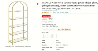 Vasagle opbergrek/boekenkast met 5 niveaus voor €65,09 bij Amazon