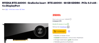NVIDIA RTX A6000 grafische kaart voor €3.500 bij Bol