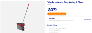 Vileda spinmop Easy Wring & Clean voor €24,95 bij Action