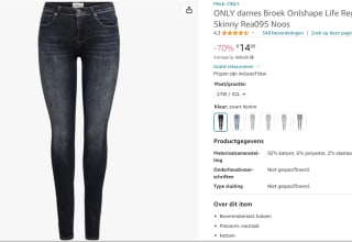 Only Onlshape Life Skinny Fit Dames Jeans voor €14,99 bij Amazon