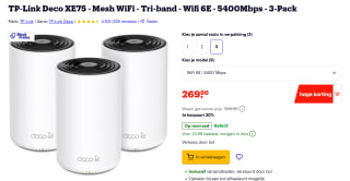 TP-Link Deco XE75 Mesh WiF 6E 3-pack voor €269,90 bij Bol
