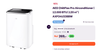 AEG AXP34U338BW mobiele airco - voor €269 bij Ibood