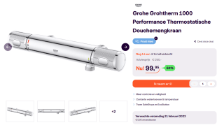 Grohe Grohtherm 1000 Performance Thermostatische Douchemengkraan voor €99,95 bij iBOOD