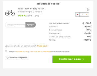 Bicicleta MTB 29" Willier 101x (xt/recon) fibra carbono por 989€