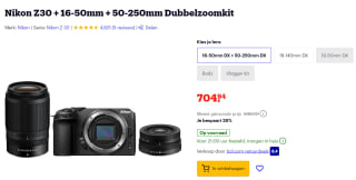 Nikon Z30 + 16-50mm + 50-250mm Dubbelzoomkit voor €707,13 bij Bol.com