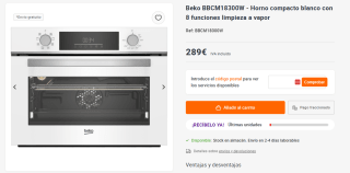 Horno Compacto Beko BBCM18300W A Blanco por 289€