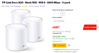 TP-Link Deco X20 WiFi 6 Mesh Systeem voor €149,16 bij Bol