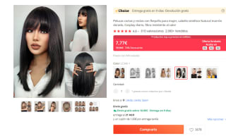 Pelucas desde 7,38€ en aliexpres