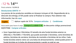 Funda SIBOTER Bicicleta Exterior 200x70x110cm por solo 7,40€