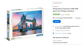 Rompecabezas Tower Bridge Clementoni por $139 en Walmart
