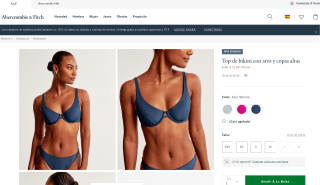 Top de bikini con aros y copas altas Abercrombie & Fitch Mujer azul marino por 12,99€