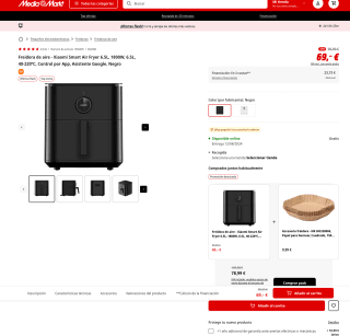 Freidora Xiaomi Smart Air Fryer 6.5 Litros por solo 69€