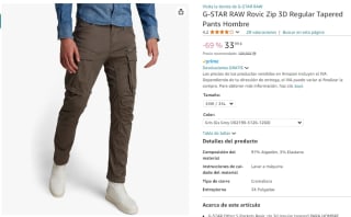 G-STAR RAW Rovic Zip 3D pantalones hombre por 33,99€