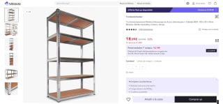 Estantería Metálica Almacenaje de Acero Galvanizado + 5 Baldas MDF, 180 x 90 x 40cm por 9,50€