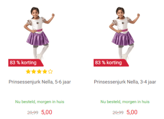 Prinsessenjurk Nella voor €5 bij Lobbes