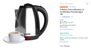 Cafetera Tetera Eléctrica Jarra Metálica $175 | Descuento Mercado Libre