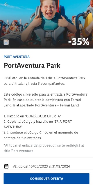 50% descuento para 4 entras Port Aventura desde app Lild