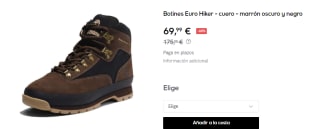 Botas de Hombre Timberland Euro Hiker por 69.99€