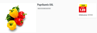1kg Paprikamix voor €1,89 bij de Lidl