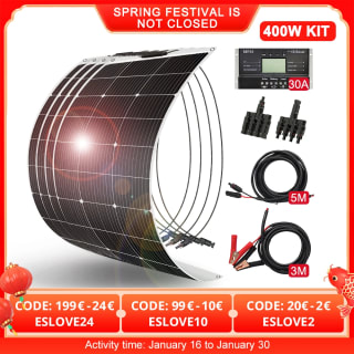 3 Placas solaes Dokio flexible 400W 18V 30A por solo 292,28€
