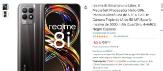Móvil Realme 8i de 4GB/64GB por 99,95€ en amazon